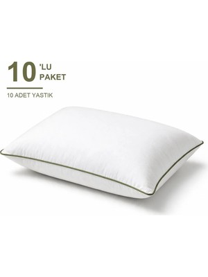 Binna Soft Eco Biyeli Yastık 10'li Paket 50X70 cm 800 gr Boncuk Silikon Elyaf Dolgulu - Haki