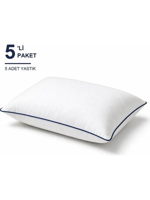 Binna Soft Comfort Touch Biyeli Yastık 5'li Paket 50X70 cm 900 gr Boncuk Silikon Elyaf Dolgulu - Lacivert
