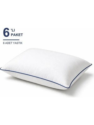 Binna Soft Comfort Touch Biyeli Yastık 6'li Paket 50X70 cm 1000 gr Boncuk Silikon Elyaf Dolgulu - Indigo