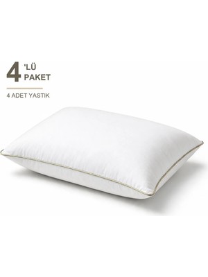Binna Soft Eco Biyeli Yastık 4'li Paket 50X70 cm 700 gr Boncuk Silikon Elyaf Dolgulu - Bej