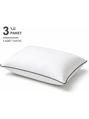 Binna Soft Eco Biyeli Yastık 3'li Paket 50X70 cm 600 gr Boncuk Silikon Elyaf Dolgulu - Antrasit