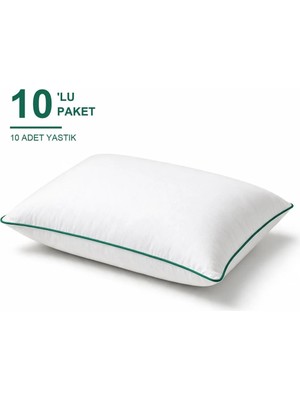 Binna Soft Eco Biyeli Yastık 10'li Paket 50X70 cm 800 gr Boncuk Silikon Elyaf Dolgulu - Zümrüt Yeşili
