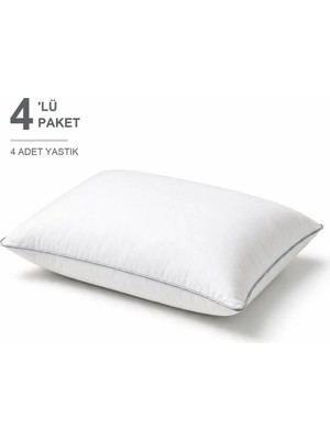 Binna Soft Comfort Touch Biyeli Yastık 4'li Paket 50X70 cm 900 gr Boncuk Silikon Elyaf Dolgulu - Gümüş