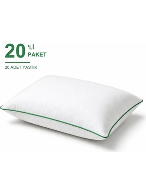 Binna Soft Comfort Touch Biyeli Yastık 20'li Paket 50X70 cm 1000 gr Boncuk Silikon Elyaf Dolgulu - Yeşil