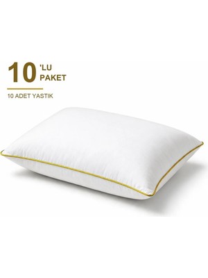 Binna Soft Eco Biyeli Yastık 10'li Paket 50X70 cm 700 gr Boncuk Silikon Elyaf Dolgulu - Hardal
