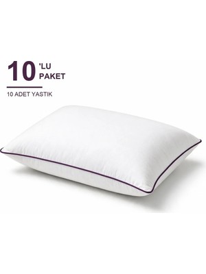 Binna Soft Eco Biyeli Yastık 10'li Paket 50X70 cm 800 gr Boncuk Silikon Elyaf Dolgulu - Mürdüm