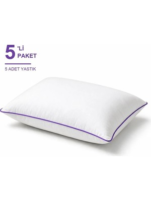 Binna Soft Eco Biyeli Yastık 5'li Paket 50X70 cm 700 gr Boncuk Silikon Elyaf Dolgulu - Mor