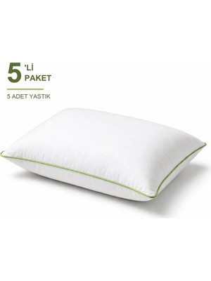 Binna Soft Comfort Touch Biyeli Yastık 5'li Paket 50X70 cm 900 gr Boncuk Silikon Elyaf Dolgulu - Çağla Yeşili
