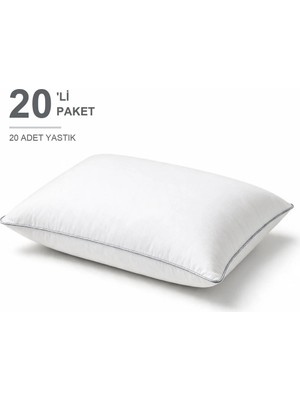 Binna Soft Comfort Touch Biyeli Yastık 20'li Paket 50X70 cm 1000 gr Boncuk Silikon Elyaf Dolgulu - Gümüş