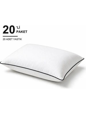 Binna Soft Eco Biyeli Yastık 20'li Paket 50X70 cm 600 gr Boncuk Silikon Elyaf Dolgulu - Siyah