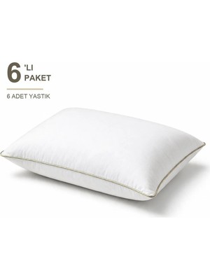 Binna Soft Eco Biyeli Yastık 6'li Paket 50X70 cm 800 gr Boncuk Silikon Elyaf Dolgulu - Bej
