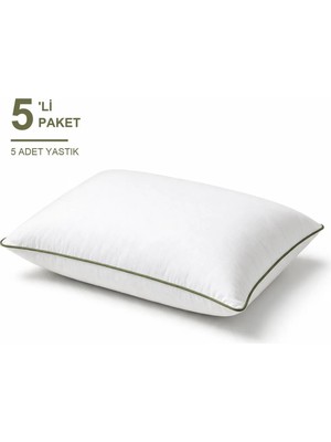 Binna Soft Eco Biyeli Yastık 5'li Paket 50X70 cm 700 gr Boncuk Silikon Elyaf Dolgulu - Haki
