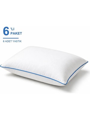 Binna Soft Cloud Support Biyeli Yastık 6'li Paket 50X70 cm 1200 gr Boncuk Silikon Elyaf Dolgulu - Mavi