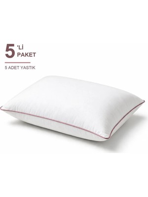 Binna Soft Comfort Touch Biyeli Yastık 5'li Paket 50X70 cm 900 gr Boncuk Silikon Elyaf Dolgulu - Gül Kurusu