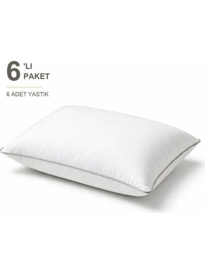Binna Soft Comfort Touch Biyeli Yastık 6'li Paket 50X70 cm 900 gr Boncuk Silikon Elyaf Dolgulu - Krem