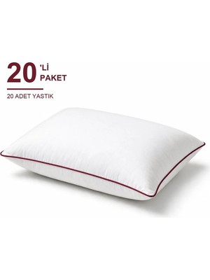 Binna Soft Comfort Touch Biyeli Yastık 20'li Paket 50X70 cm 1000 gr Boncuk Silikon Elyaf Dolgulu - Bordo