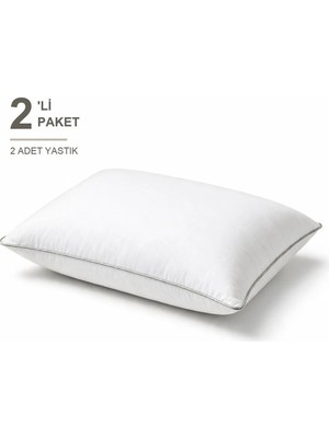 Binna Soft Eco Biyeli Yastık 2'li Paket 50X70 cm 600 gr Boncuk Silikon Elyaf Dolgulu - Taş