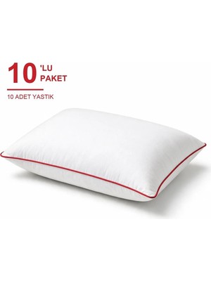 Binna Soft Eco Biyeli Yastık 10'li Paket 50X70 cm 700 gr Boncuk Silikon Elyaf Dolgulu - Kırmızı