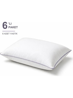 Binna Soft Eco Biyeli Yastık 6'li Paket 50X70 cm 800 gr Boncuk Silikon Elyaf Dolgulu - Lavanta