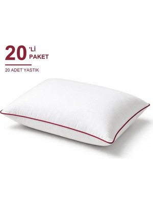 Binna Soft Comfort Touch Biyeli Yastık 20'li Paket 50X70 cm 1000 gr Boncuk Silikon Elyaf Dolgulu - Vişne