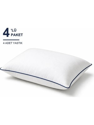 Binna Soft Comfort Touch Biyeli Yastık 4'li Paket 50X70 cm 900 gr Boncuk Silikon Elyaf Dolgulu - Lacivert