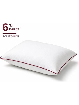 Binna Soft Eco Biyeli Yastık 6'li Paket 50X70 cm 600 gr Boncuk Silikon Elyaf Dolgulu - Bordo