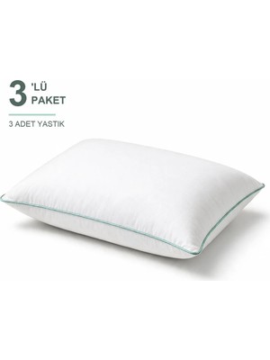 Binna Soft Comfort Touch Biyeli Yastık 3'li Paket 50X70 cm 900 gr Boncuk Silikon Elyaf Dolgulu - Mint Yeşili