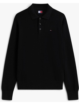 Tommy Hilfiger Tjm Slım Essentıal Polo Sweater Erkek Siyah Kazak - DM0DM20304