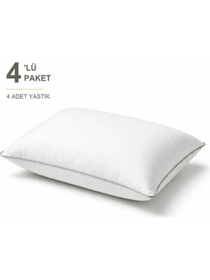 Binna Soft Comfort Touch Biyeli Yastık 4'li Paket 50X70 cm 900 gr Boncuk Silikon Elyaf Dolgulu - Krem