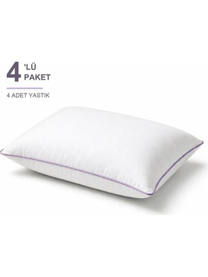 Binna Soft Comfort Touch Biyeli Yastık 4'li Paket 50X70 cm 900 gr Boncuk Silikon Elyaf Dolgulu - Lila