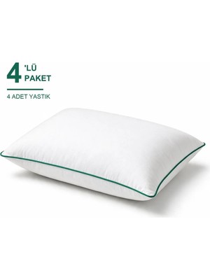 Binna Soft Comfort Touch Biyeli Yastık 4'li Paket 50X70 cm 900 gr Boncuk Silikon Elyaf Dolgulu - Zümrüt Yeşili