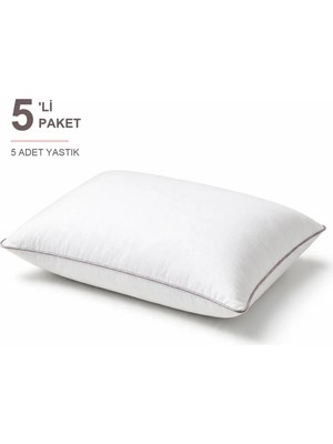 Binna Soft Eco Biyeli Yastık 5'li Paket 50X70 cm 700 gr Boncuk Silikon Elyaf Dolgulu - Pudra
