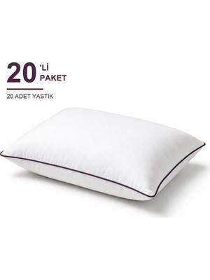 Binna Soft Comfort Touch Biyeli Yastık 20'li Paket 50X70 cm 1000 gr Boncuk Silikon Elyaf Dolgulu - Mürdüm
