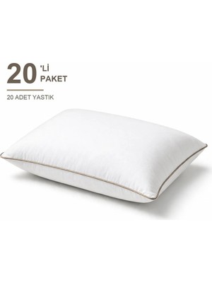 Binna Soft Eco Biyeli Yastık 20'li Paket 50X70 cm 800 gr Boncuk Silikon Elyaf Dolgulu - Vizon