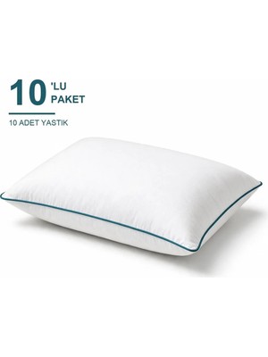 Binna Soft Comfort Touch Biyeli Yastık 10'li Paket 50X70 cm 1000 gr Boncuk Silikon Elyaf Dolgulu - Petrol Mavisi