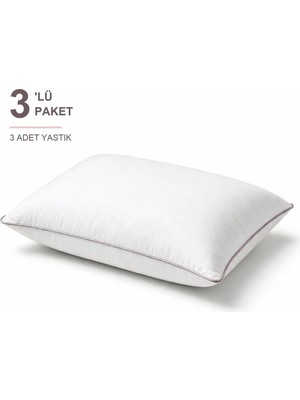 Binna Soft Eco Biyeli Yastık 3'li Paket 50X70 cm 800 gr Boncuk Silikon Elyaf Dolgulu - Pudra