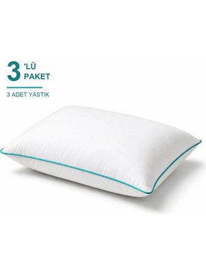Binna Soft Cloud Support Biyeli Yastık 3'li Paket 50X70 cm 1100 gr Boncuk Silikon Elyaf Dolgulu - Turkuaz
