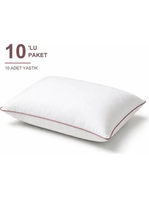 Binna Soft Comfort Touch Biyeli Yastık 10'li Paket 50X70 cm 1000 gr Boncuk Silikon Elyaf Dolgulu - Gül Kurusu