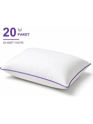 Binna Soft Comfort Touch Biyeli Yastık 20'li Paket 50X70 cm 900 gr Boncuk Silikon Elyaf Dolgulu - Mor