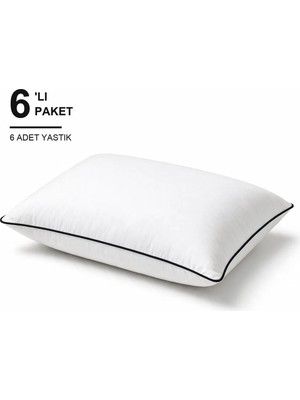 Binna Soft Eco Biyeli Yastık 6'li Paket 50X70 cm 700 gr Boncuk Silikon Elyaf Dolgulu - Siyah