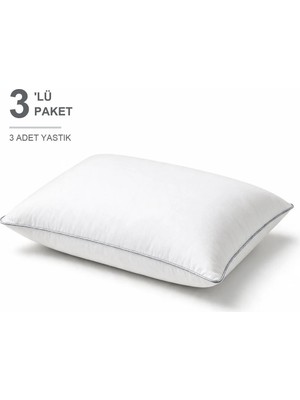 Binna Soft Comfort Touch Biyeli Yastık 3'li Paket 50X70 cm 1000 gr Boncuk Silikon Elyaf Dolgulu - Gümüş