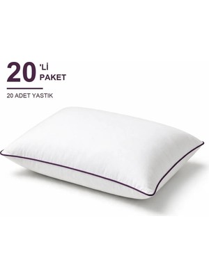 Binna Soft Eco Biyeli Yastık 20'li Paket 50X70 cm 700 gr Boncuk Silikon Elyaf Dolgulu - Mürdüm
