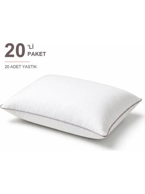 Binna Soft Eco Biyeli Yastık 20'li Paket 50X70 cm 800 gr Boncuk Silikon Elyaf Dolgulu - Pudra