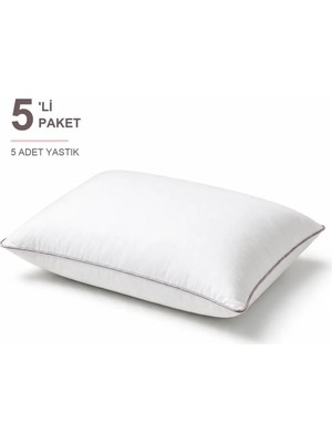 Binna Soft Eco Biyeli Yastık 5'li Paket 50X70 cm 800 gr Boncuk Silikon Elyaf Dolgulu - Pudra