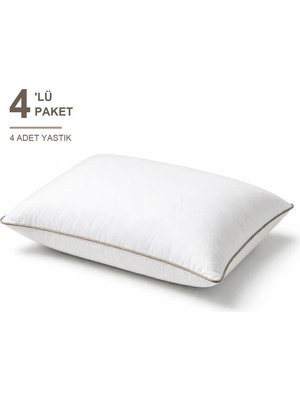 Binna Soft Comfort Touch Biyeli Yastık 4'li Paket 50X70 cm 1000 gr Boncuk Silikon Elyaf Dolgulu - Vizon