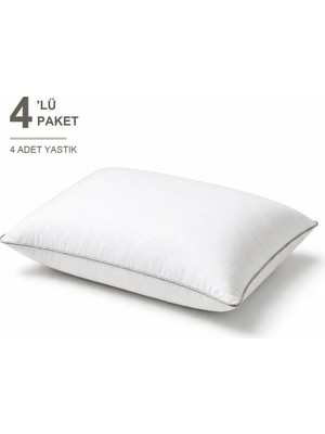 Binna Soft Comfort Touch Biyeli Yastık 4'li Paket 50X70 cm 1000 gr Boncuk Silikon Elyaf Dolgulu - Taş