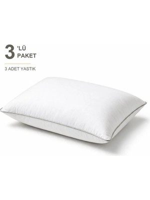 Binna Soft Cloud Support Biyeli Yastık 3'li Paket 50X70 cm 1200 gr Boncuk Silikon Elyaf Dolgulu - Krem