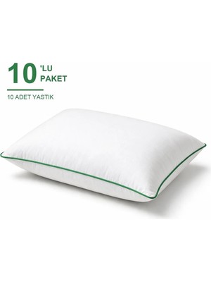 Binna Soft Eco Biyeli Yastık 10'li Paket 50X70 cm 600 gr Boncuk Silikon Elyaf Dolgulu - Yeşil
