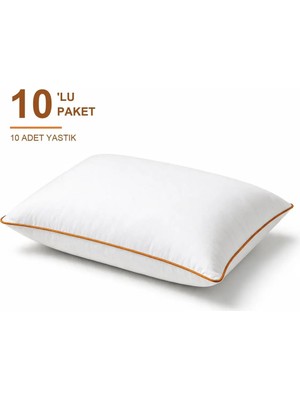Binna Soft Comfort Touch Biyeli Yastık 10'li Paket 50X70 cm 1000 gr Boncuk Silikon Elyaf Dolgulu - Turuncu
