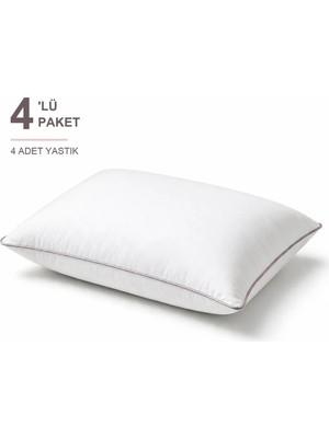 Binna Soft Cloud Support Biyeli Yastık 4'li Paket 50X70 cm 1200 gr Boncuk Silikon Elyaf Dolgulu - Pudra